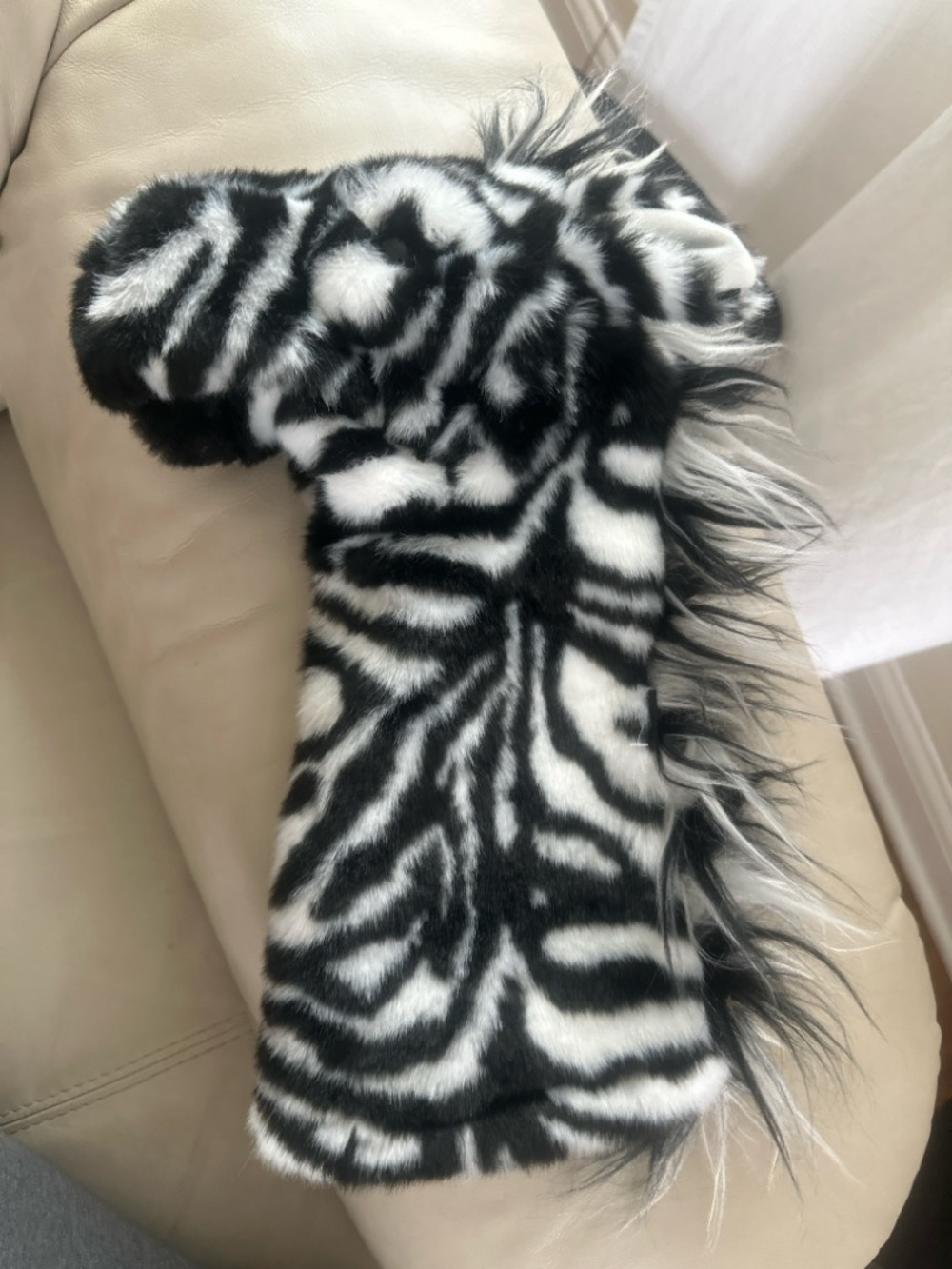 Zebra Print Faux Fur Folkmanis Plush Hand Puppet